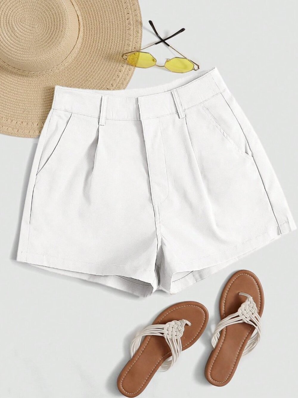 White Casual Women's Shorts